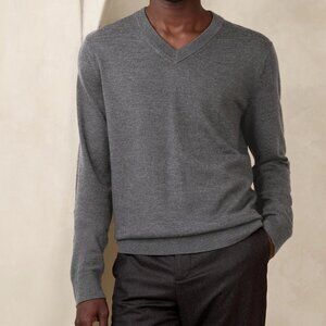 Banana Republic Premium Lux Yarn Gray Long Sleeve Lightweight Sweater Size Small